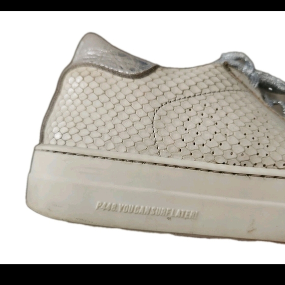P448  Womens Thea Python Roccia White Leather Snake Print Designer Sneakers 38 - Picture 10 of 15